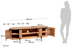 TV stolík z mangového dreva v prírodnej farbe 160x56 cm Licia – Kave Home