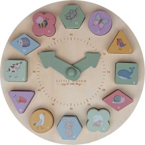 Little Dutch Drevené vkladacie puzzle hodiny Farma