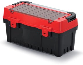 Kufor na náradie s alu držadlom 59,4 × 28,8 × 30,8 cm, krabičky, červená