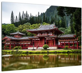 Sklenený obraz - čínska architektúra (70x50 cm)