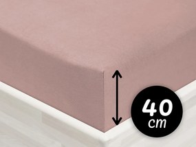 Jersey napínacie prestieradlo na extra vysoký matrac JR-024 Hnedoružové 100 x 200 - výška 40 cm