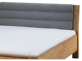 Dvoulůžková postel Velvet II 76 160x200 z masivu s LED osvětlením dub Rustikal/šedá