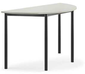 Stôl SONITUS, polkruh, 1200x600x720 mm, HPL - šedá, antracit