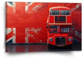 Sablio Obraz Červený poschodový autobus Vlajka - 60x40 cm