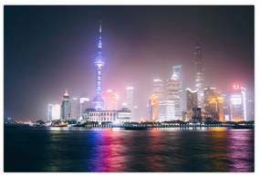 Obraz nočného Šanghaja (90x60 cm)