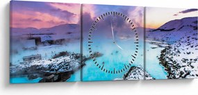 Obraz - Modrá lagúna na Islande (s hodinami) (90x30 cm)