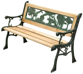 Detská záhradná lavička MINI JUMANJI, kov/drevo, malá (82 x 39 x 50 cm)