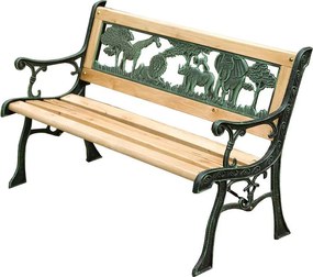 Detská záhradná lavička MINI JUMANJI, kov/drevo/plast, malá (82 x 39 x)
