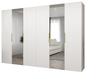 Šatníková skriňa 300 cm Mirabella 2 (biela + zlatá). Akcia -20%. Vlastná spoľahlivá doprava až k Vám domov. 1126439