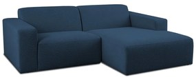 Tmavomodrá rohová pohovka z textílie buklé (pravý roh) Roxy – Scandic