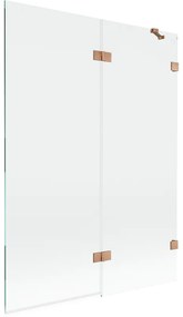 Mexen Lunar, 2-krídlová vaňová zástena pravá 130 x 150 cm, číre sklo, medená matná, 897-130-100-65-00-P