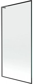 Mexen Next L, 1-krídlová vaňová zástena 90 x 150 cm, 6mm číre sklo-čierny vzor, grafitový profil, 895-090-000-03-70-66