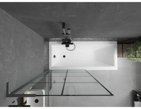 Mexen Next L, 1-krídlová vaňová zástena 90 x 150 cm, 6mm číre sklo-čierny vzor, grafitový profil, 895-090-000-03-77-95