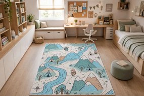 Detský koberec protišmykový BAMBINO 61590 krémový / modrý