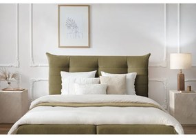 Tmavozelená čalúnená dvojlôžková posteľ s úložným priestorom s roštom 180x200 cm Clothilde – Bobochic Paris