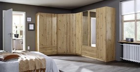 Šatníková skriňa so zrkadlom Case, 181 cm, dub artisan