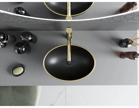 Mexen Elza, keramické umývadlo na dosku 405 x 330 mm, čierna matná-zlatý okraj, 21014025