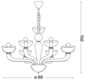 Ideal Lux - Luster na reťazi CASANOVA 8xE14/40W/230V pr. 88 cm číra