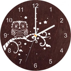 Nástenné hodiny z dreva - Sovička - prírodné aj farebné | SENTOP PR0443 PR0443 plywood