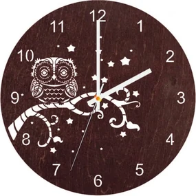 Nástenné hodiny z dreva - Sovička - prírodné aj farebné | SENTOP PR0443 PR0443 plywood
