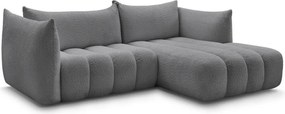 Sivá rohová pohovka z textílie buklé (pravý roh/s leňoškou) Azra – Bobochic Paris