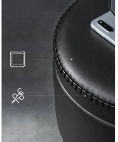 Kožený taburet CORE čierny