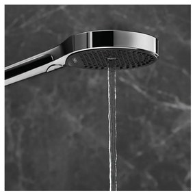 Hansgrohe Rainfinity, sprchová sada 130 3jet EcoSmart s tyčou 90 cm a poličkou na mydlo, chrómová, HAN-27672000