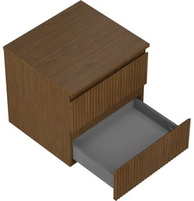 Mexen Rivel, kúpeľňová skrinka 50 cm s hornou časťou, 2 zásuvky, drážkovaná, orech, 91A20-05047-2-BFFC86