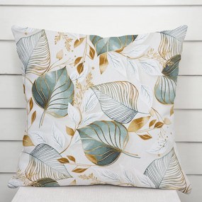 Biante Dekoračná obliečka na vankúš Leona LN-174 Zelené listy na režnom 45 x 45 cm