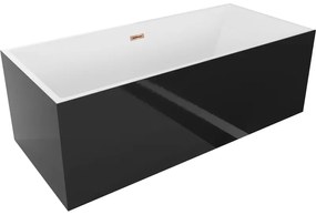 Mexen Vigo, voľne stojaca vaňa 178,5 x 80 cm, biela-čierna, ružové zlato prepad, 51251788075-60