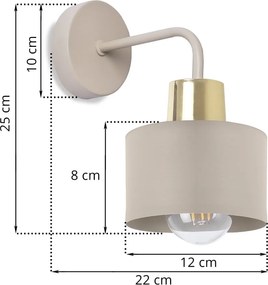 Nástenné svietidlo Panta, 1x béžové kovové tienidlo, g