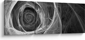 Obraz - Abstraktné ruže čiernobiela (s hodinami) (90x30 cm)