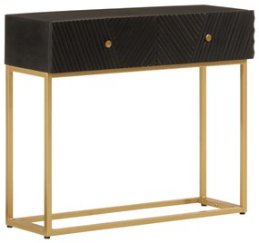 Konzolový stolík, čierny 90x30x76 cm, mangový masív a železo 372028