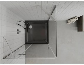 Mexen Roma, sprchový kút s krídlovými dverami 80 (dvere) x 80 (stena) cm, 6mm číre sklo, chrómový profil + slim sprchová vanička čierna + chrómový sifón, 854-080-080-01-00-4070