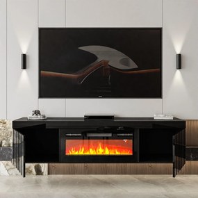 Luxusný TV stolík SANDRA čierna s elektrickým krbom