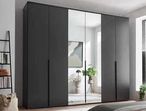 Šatníková skriňa so zrkadlami Kevo, 270 cm, grafitová