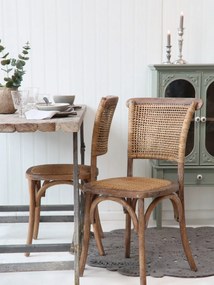 Prírodná drevená stolička s ratanovým výpletom Old French chair - 45*40*88 cm