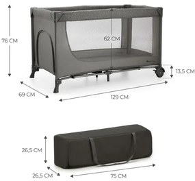 KINDERKRAFT - Cestovná postieľka JOY 2 šedá
