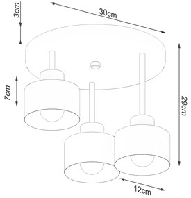 Stropné svietidlo Savar, 3x čierne kovové tienidlo