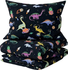 Sada detských obliečok z mikrovlákna DINO SPACE farebné + obliečka na vankúš 50 x 70 cm ZDARMA