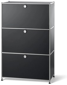 Kovový regál »CN3« s 3 výklopnými priehradkami, čierny