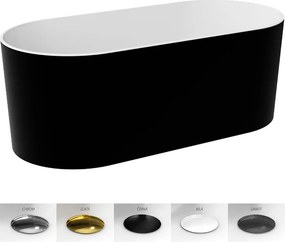 Besco Voľne stojaca vaňa z liateho mramoru Lova BW Matt 160x74, biela lesk/čierna mat BESCO-Typ výpuste: Alcaplast Click-Clack s vrchným čistením, či…