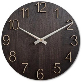 Luxusné drevené nástenné hodiny Wenge – Čierny dizajn I SENTOP MAS016-OSMO-3169-heads-silver