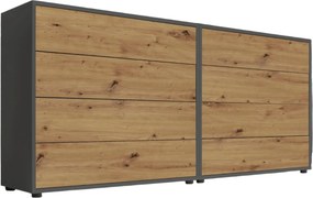 XXXLutz ŠIROKÁ KOMODA, antracitová, dub artisan, 158/73/33 cm MID.YOU - Komody - 001067001404