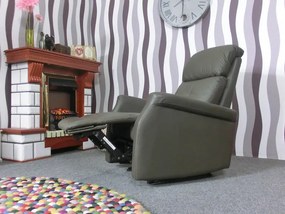 (2272) SOLEA kožené elektrické polohovacie kreslo sivé