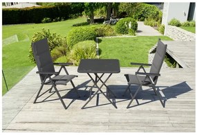 Livarno home Hliníkové kreslo Toronto s vysokým operadlom, antracitové, 2 kusy  (100385922)