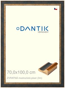 DANTIK rám na obraz 70x100 | ZVRATNÁ modrozlatá plast (Plexi Čiré)