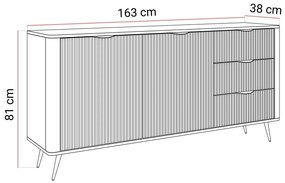 Komoda TURNER béžová 163cm dvojdverová + šuflíky