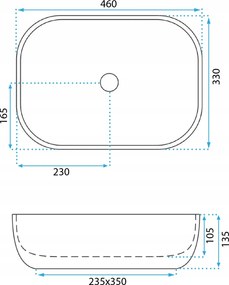 Rea Belinda Ash, umývadlo na dosku 460x330x135 cm, imitácia kameňa matná, REA-U3324