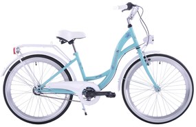 KOZBIKE Detský bicykel 24K24-S3 Junior 3 prevodový Modro biely + košík 24&quot; 15&quot; 2024